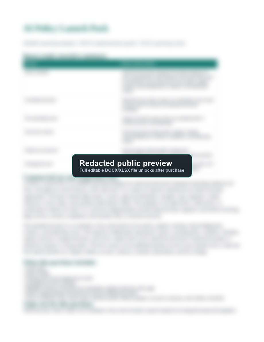 AI Policy Launch Pack editable document preview